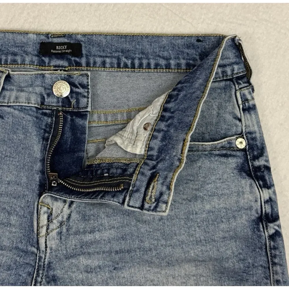 True Religion Ricky Denim Shorts Mens 32 Light Wash Stretch Relaxed Straight